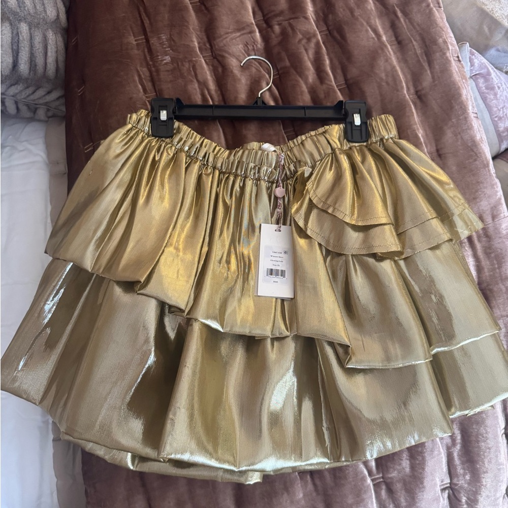 Loveshackfancy gold Winnett skirt